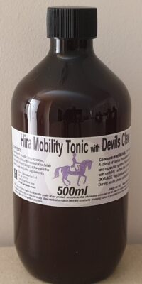 500ml amber bottle contains formulated mobility tonic