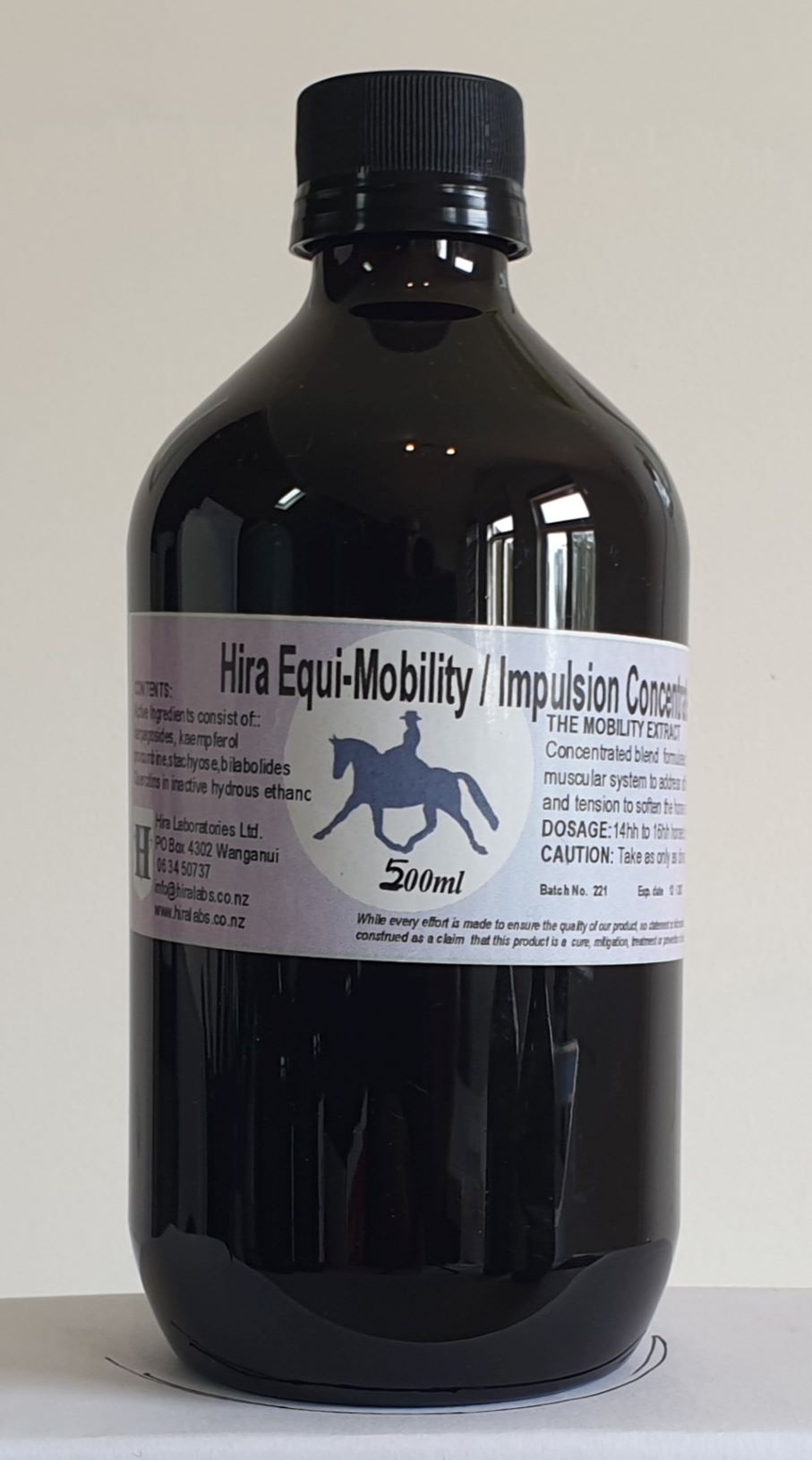 An amber bottle contains 500ml of formulated herbal extract