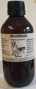 An amber bottle contains 200ml Ashwagandha extract