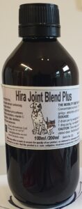 An amber bottle contains 200ml formulated herbal joint supplement